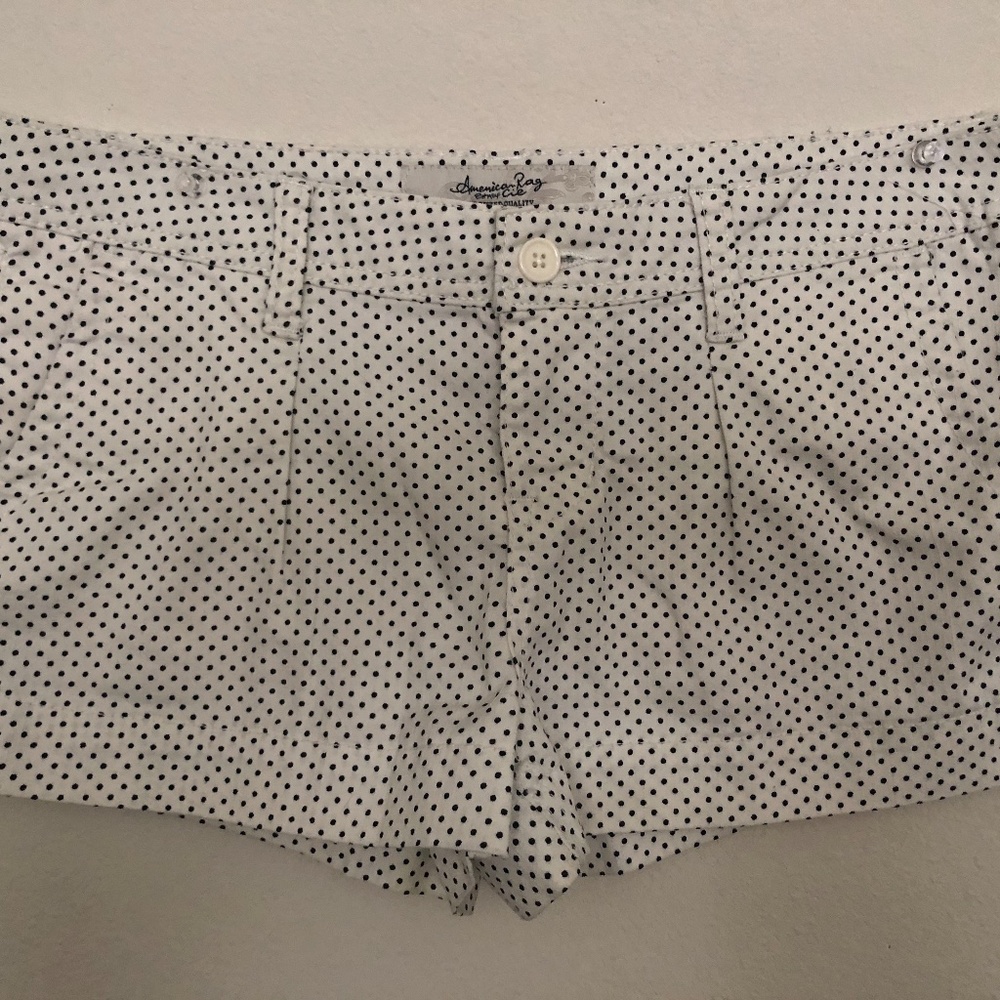 White shorts with Black Polka Dots